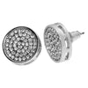 Round Silver Tone Iced Pave Earrings 15MM