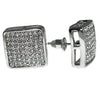 Rounded Square Iced Silver Tone Earrings