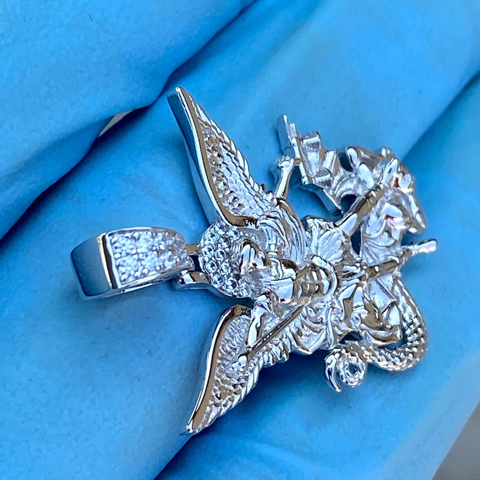 Saint Michael San Miguel Archangel Solid 925 Sterling Silver Pendant