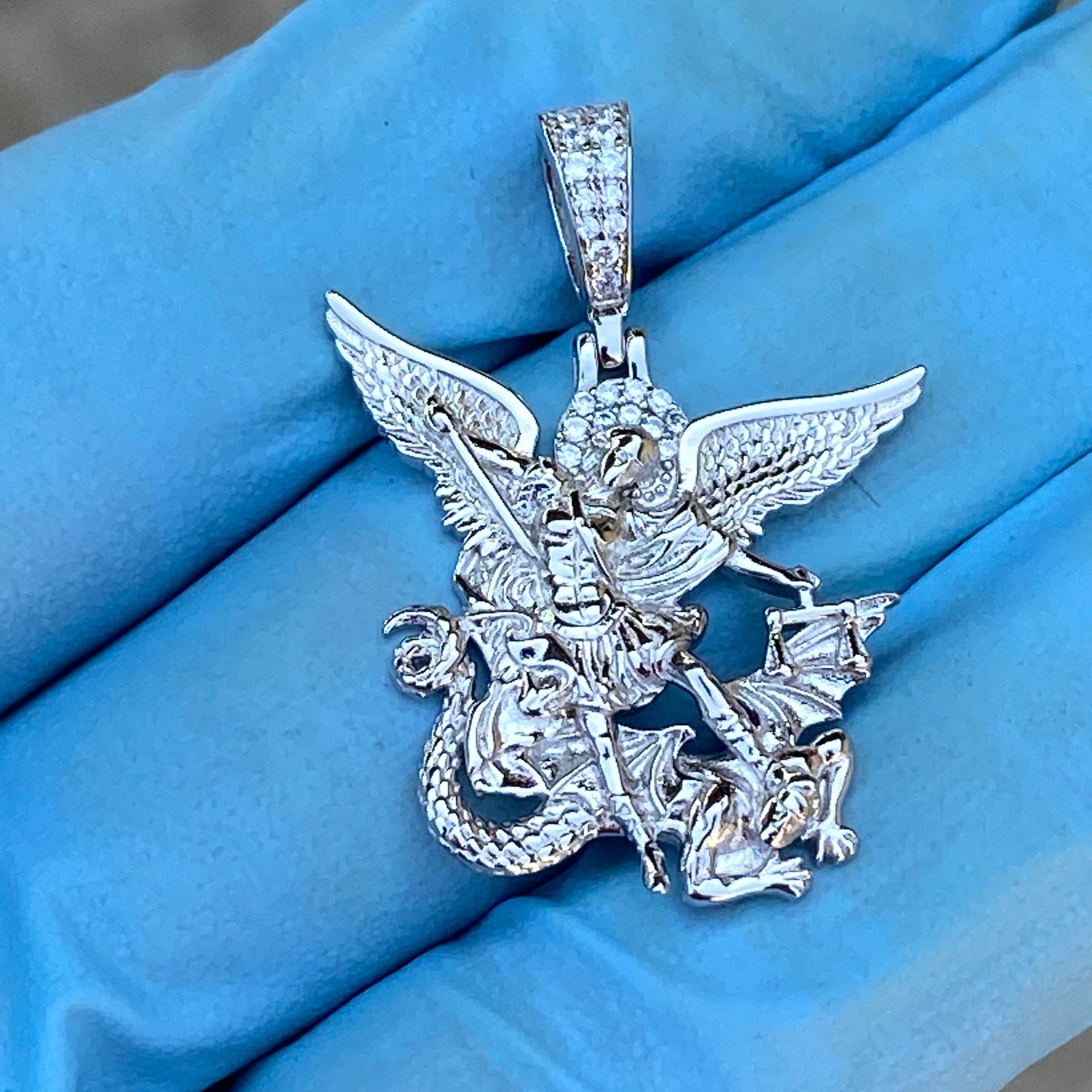 Saint Michael San Miguel Archangel Solid 925 Sterling Silver Pendant