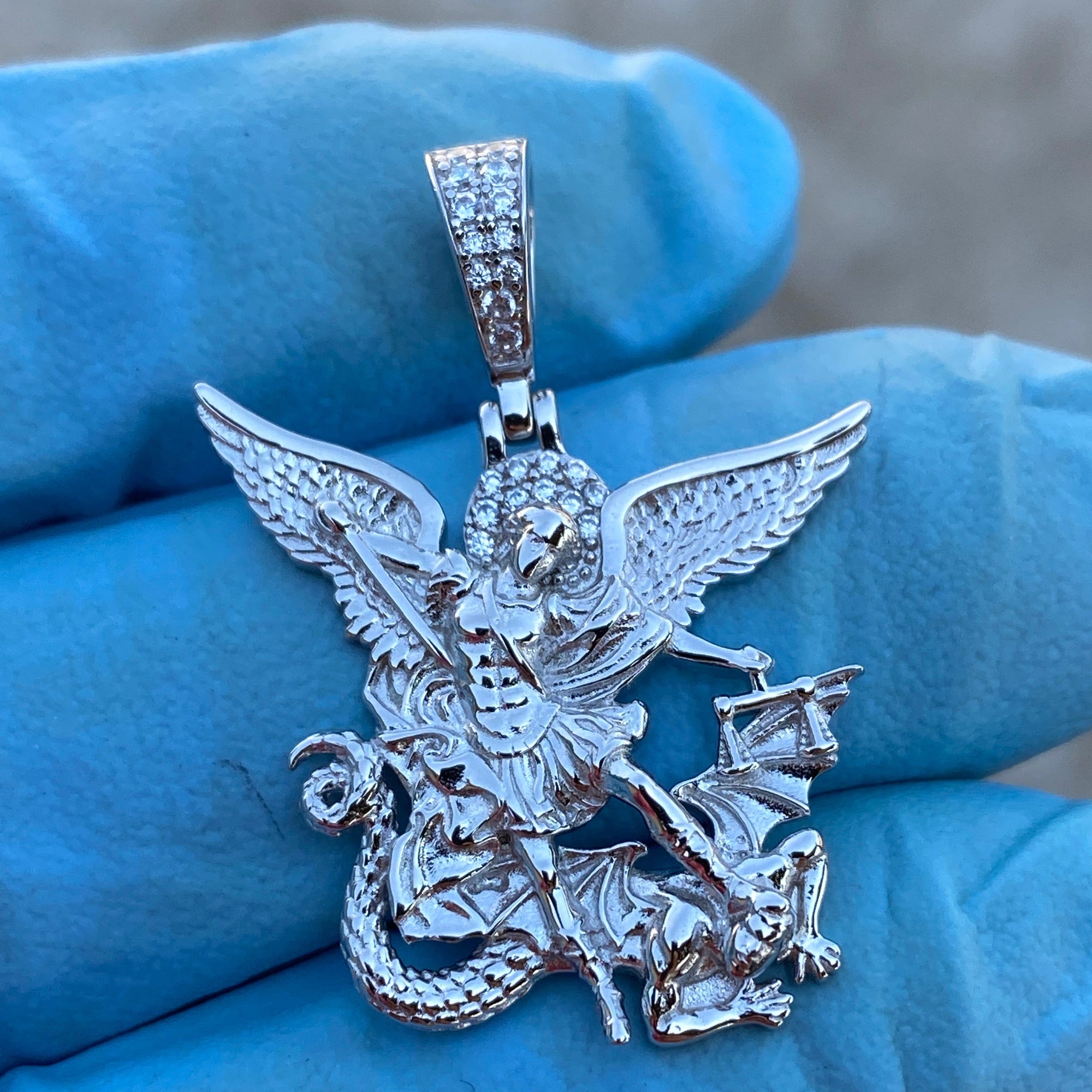 Saint Michael San Miguel Archangel Solid 925 Sterling Silver Pendant