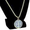 San Benito 35mm Medal Rope Chain Gold Finish Necklace 30"