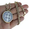 San Benito 35mm Medal Rope Chain Gold Finish Necklace 30"