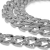 Sand Blast 30" Cuban Link Chain and Bracelet Set Silver Tone 18mm