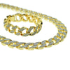 Sand Blast Bracelet & Chain Gold Finish Necklace 18MM 30"