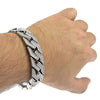 Sand Blast Silver Tone Squared Bracelet 8.5"