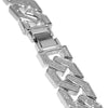 Sand Blast Squared Links Bracelet & Chain Silver Tone Necklace 30"