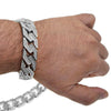 Sand Blast Squared Links Bracelet & Chain Silver Tone Necklace 30"