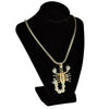 Scorpion Iced Flooded Out Gold Finish 36" Franco Chain Necklace