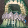 Shark Grillz Eight Bottom Teeth Silver Tone Iced CZ Flooded Out Grills