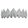 Shark Grillz Eight Bottom Teeth Silver Tone Iced CZ Flooded Out Grills