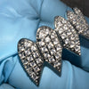 Shark Grillz Eight Bottom Teeth Silver Tone Iced CZ Flooded Out Grills