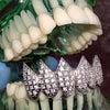 Shark Grillz Eight Bottom Teeth Silver Tone Iced CZ Flooded Out Grills