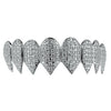 Shark Grillz Eight Top Teeth Silver Tone Iced CZ Flooded Out Grills