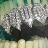 Shark Grillz Eight Top Teeth Silver Tone Iced CZ Flooded Out Grills