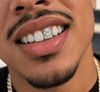 Shiny Silver Tone CZ Baguettes Big Large Tooth Single Cap Iced Bling Out Grillz