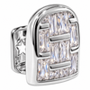 Shiny Silver Tone CZ Baguettes Big Large Tooth Single Cap Iced Bling Out Grillz