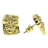 Short Jesus Head Gold Finish Earrings