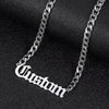 Silver / 18 inches Custom Name Pendant Old English Letters Personalized Curb Chain Necklace