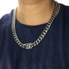 Silver 24" x 14MM 316L Stainless Steel Cuban Chain Necklace