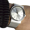 Silver /Silver Flat Band Hip Hop Watch