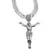 Silver Tone 3.5" Jesus Body Pendant Cuban Chain Necklace 33"