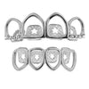 Silver Tone 4 Full Open Face Hollow Iced Grillz Set