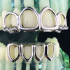 Silver Tone 4 Full Open Face Hollow Iced Grillz Set