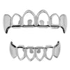 Silver Tone 4 Open Face Vampire Teeth Fangs Grillz Set