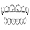 Silver Tone 6 Open Face Vampire Fangs Grillz Set