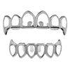 Silver Tone 6 Open Face Vampire Fangs Grillz Set