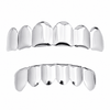 Silver Tone 6 Top and 6 Bottom Teeth Cartel Grillz Set