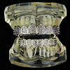 Silver Tone 8 on Eight Teeth Iced Vampire Fangs Grillz Set