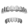 Silver Tone 8 Top and 6 Bottom Plain Teeth Grillz Set