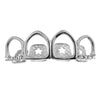 Silver Tone All 4 Open Face Top Teth Grillz