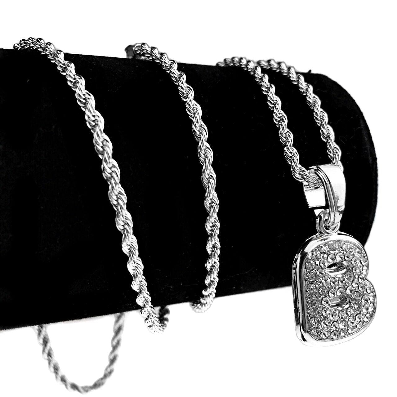 B Good Chain Silver Tone B Letter Micro Chain