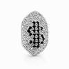 Silver Tone Black Dollar Sign Symbol CZ Single Canine Iced Bling Out Grill