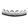 Silver Tone Blue Two Row Top Teeth Grillz