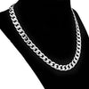 Silver Tone CMD Cuban Link Choker Necklace 9MM 18"