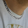 Silver Tone CMD Cuban Link Choker Necklace 9MM 18"