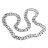 Silver Tone Cuban Link Half Stone Iced Chain Necklace 14MM 30"