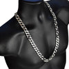 Silver Tone Cuban Link Half Stone Iced Chain Necklace 14MM 30"