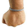 Silver Tone Cuban Link Iced Bracelet 8mm x 8.5" Inch