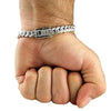 Silver Tone Cuban Link Iced Bracelet 8mm x 8.5" Inch