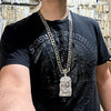 Silver Tone Cuban Link Jesus Head Iced Flooded Out Pendant Chain Necklace