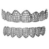 Silver Tone CZ Iced 8 on 8 Teeth Flooded Out Grillz Set