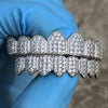 Silver Tone CZ Iced 8 on 8 Teeth Flooded Out Grillz Set