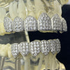 Silver Tone CZ Iced 8 on 8 Teeth Flooded Out Grillz Set