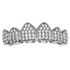 Silver Tone CZ Iced Micro Pave Top Teeth Grillz