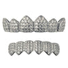 Silver Tone CZ Iced Six on Six Teeth Grillz Set